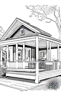 2d drawing of a porch, side view of drivers side