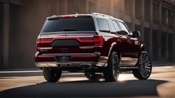 Lincoln Navigator Shelby GT500, rear view, cinematic, luxurious --chaos 80 --ar 16:9 --style raw --stylize 700