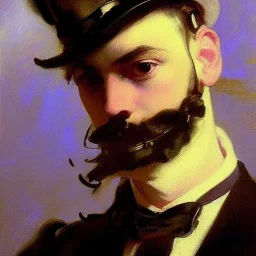 steampunk , portrait, painted bye John Singer Sargent, painterly, highly detailed, close up