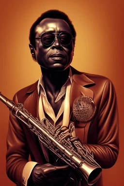 Miles Davis portrait, 8k resolution, handsome, beautiful, detailed skin, detailed hair