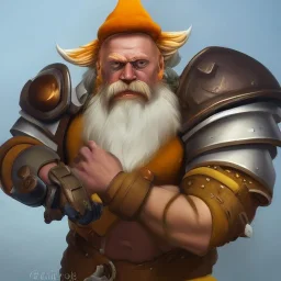 Ultra detailed fullbody Portrait in oil on canvas of overwatch character-TORBJÖRN,leprechaun with armor,extremely detailed digital painting,ultrarealistic skin,intense stare, extremely detailed face, mystical colors ,perfectly centered image, perfect composition, rim light, beautiful lighting,masterpiece ,8k, stunning scene, raytracing, anatomically correct, in the style of Ohrai Noriyoshi and robert e howard and Steve Jung and Wizyakuza and Simon Bisley and uncannyknack.