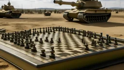 A chessboard with holes on it with Israeli tanks and soldiers on it