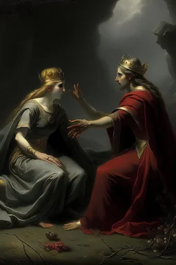 Lady macbeth tempting her husband with a crown