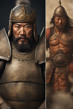 Close-up of a warrior the 1200s and a Mongol warriors portrait , strong athletic build