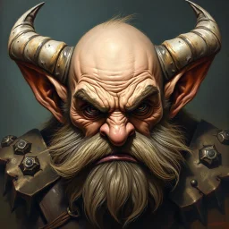 Dnd, fantasy, dwarf, handpainted by a renaissance artist, oil painting, head portrait, sturdy, mighty, grizzled, old, angry, barbarian, big round ears