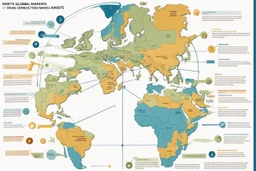 An infographic showing the interconnectedness of global financial markets, including stock exchanges, commodity markets, and bond markets.
