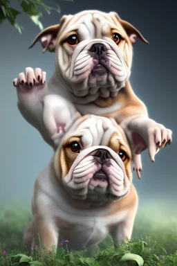 baby bulldog, natural environment, photojournalism, hyper detailed, hyper realism, pixar character, sweet and gentle, friendly