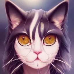 cat girl, ominous, dnd character portrait, waist up portrait, intricate, oil on canvas, masterpiece, expert, insanely detailed, 4k resolution, retroanime style, cute big circular reflective eyes, cinematic smooth, intricate detail , soft smooth lighting, vibrant colors, hokusai style arm sleeve tatoo