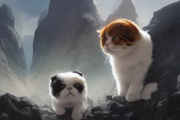 Luxury advertisement, a highly detailed epic cinematic concept art cg render digital painting artwork of a scottish fold cat, by greg rutkowski and ilya kuvshinov and wlop and stanley artgerm lau and ruan jia and fenghua zhong, trending on artstation, made in maya, blender and photoshop, octane render, excellent composition, cinematic atmosphere, dynamic dramatic cinematic lighting, aesthetic, very inspirational, arthouse