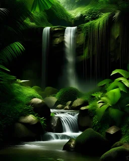 A serene photograph of a cascading waterfall surrounded by lush vegetation. This image represents the tranquility and natural wonders our world offers, making it a captivating choice for the front cover.