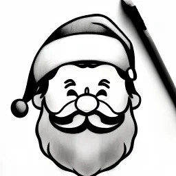 Line drawing of Santa clause on sketch paper, smiling, portrait, detail