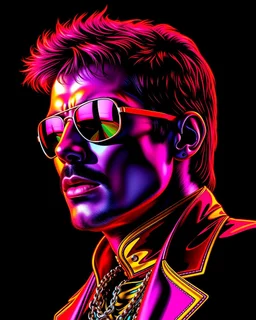 WPAP Pop art style Freddie Mercury outside emboss 3d shiny cubis mirrors glass minimalist Neo Surrealisme Unique surrealistic artwork brutal multicolor neon colors,find details,UHD neons,black background