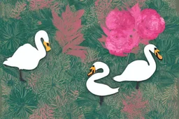 mixture of swan and flower with leaves