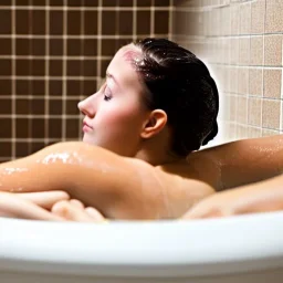 Girl lieing in Bathtub