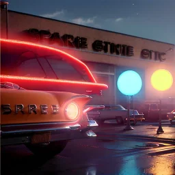 Ultra Realistic retro sci-fi afire Supermarket parking scene, 1960 year, many running people. blonde woman, sweet scarlet Johansson face, perfect iris, glow eyes, face makeup, tight latex coat; many panic people, Retro sci-fi style, soft color, highly detailed, unreal engine 5, ray tracing, RTX, lumen lighting, ultra detail, volumetric lighting, 3d, finely drawn, high definition, high resolution.