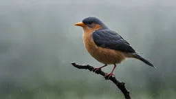 a bird in the rain