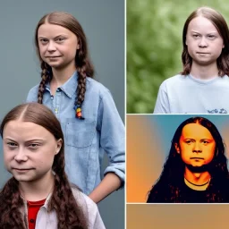  Greta Thunberg portrait as the musical band the BeeGees fanasty