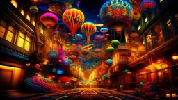 a mesmerizing digital artwork of vibrant, trippy effects seamlessly interwoven into scenes of everyday life, surreal, psychedelic, visual art, digital manipulation, mixed media, vivid colors, dreamlike, surrealism, urban landscapes, city streets, kaleidoscopic patterns, mind-bending, abstract, otherworldly, contemporary art, experimental, boundary-pushing, immersive experience, surrealistic elements, magical realism, digital art, fantasy, eye-catching, hypnotic, immersive, evocative, artistic vi