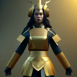 woman, rounded face, black, gold, samurai helmet, decorative color feathers, retro, bamboo, soft color, highly detailed, art stations, concept art, smooth, unreal engine 5, god rays, ray tracing, RTX, lumen lighting, ultra detail, volumetric lighting, 3d, finely drawn, high definition, high resolution.