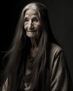 A 1000 year old woman with long hair.