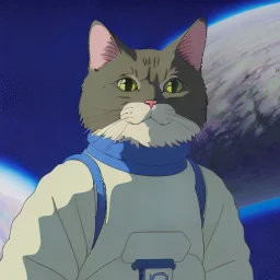 Cat wearing space suit, no helmet, standing in spaceship, earth in background, 8k, unreal engine 5,high res.