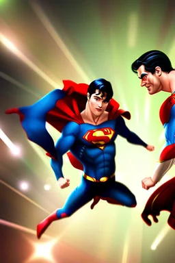 hyper-realistic superman and louis dancing in nightclub