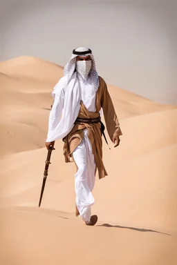 Photography Misterius Arabian Palestine Warrior Man Mask Walking alonely on desert