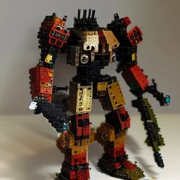 small mech made out of salvaged pieces