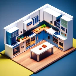 Tiny cute isometric kitchen in a cutaway box, cyberpunk, soft smooth lighting, soft colors, 100mm lens, 3d blender render