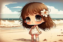 cute italian chibi girl at the beach