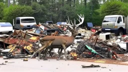 the deceased fawn's family deer raid moving truck company parking lot making a lot of destruction like criminals