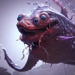 fluid ink angler fish creature, unreal engine 5, 8k resolution, photorealistic, ultra detailed