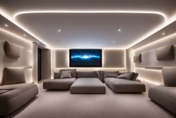 dedicated home cinema room with LED lighting in the walls make sure the room is completely symmetrical