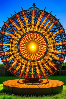 Solar wheel art with fire