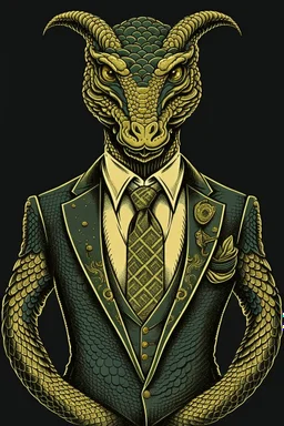 Mythical serpent dressed in a suit