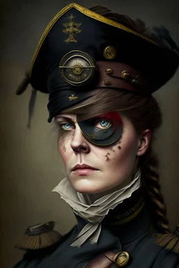 captain of an army victorian times woman with an eye patch