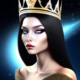 black long hair with black eyes queen lady top under the Stars