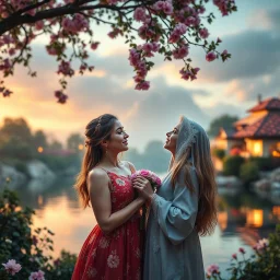 A hyper-realistic, Lovers of paradise and perform beautiful deeds , full size ,Photo Real, HOF, full size, practicality,manufacturability,performance, (((realism, realistic, realphoto, photography, portrait, realistic, elegant, charming, , professional photographer, captured with professional DSLR camera, trending on Artstation, 64k, ultra detailed, ultra accurate detailed, bokeh lighting, surrealism, Thomas Kinkade backgroun