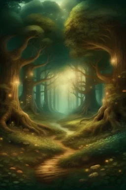 magical trees in forest