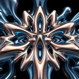 3d structures recursive made of a metallic random color ribon thick fractat of and geometry objects ,blue gray tema background