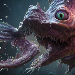 fluid ink angler fish creature, unreal engine 5, 8k resolution, photorealistic, ultra detailed