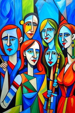 picasso style cubism 5 people