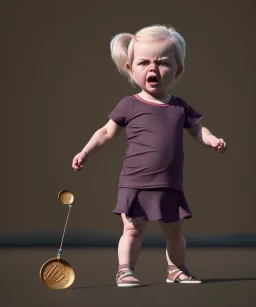 Penny Hofstadter toddler, full body, dramatic lighting, angry, hyper realistic