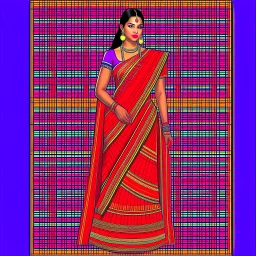 Aesthetic, 3D, Digitized, Hyper realistic, Surreal, Mesmeric, "Assamese Ethnic Tribal / Traditional Woven Women Attire" & Textile (Handloom) Industry themed Mekhela Chador (The bottom half of this distinct dress is called the 'Mekhela ', a round fit used waist downwards over a petticoat) designs, **Featured Designs:** The Revivalist - A young Assamese woman on a mission to revive fading weaving traditions. She combines old and new in her advocacy for mekhela sador. **Appearance:** Fictional fema