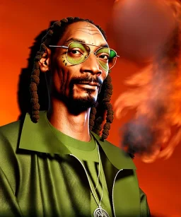 Snoop Dogg, marijuana burning with dollars, jungle background, hyper realistic