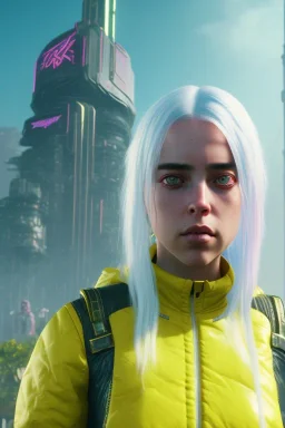 Billie Eilish, in stockings, cyberpunk2077