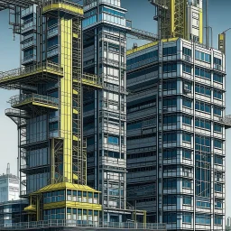 cyberpunk retro futuristic construction for comics