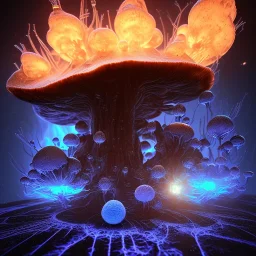 Spherical Frost metal magic armoured lightning Mycelium giant blob MUSHROOM flower stars SPACE lANDSCAPE BURNING IN BLUE FLAMES hellfire abyss math chaos runes