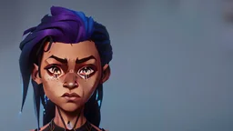 She's diminutive, with brown skin, short black dreadlocks hair. She has indigo blue eyes. She has a black staff