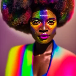 older man, fourty years old, masterpiece, best quality, family of three, ebony skinned, sparkling eyes, fluorescent skin, colorful makeup, afro, highly detailed body, afrofuturism, scifi, sun light, 4K, RAW, depth of field, high contrast, realistic details, 24mm